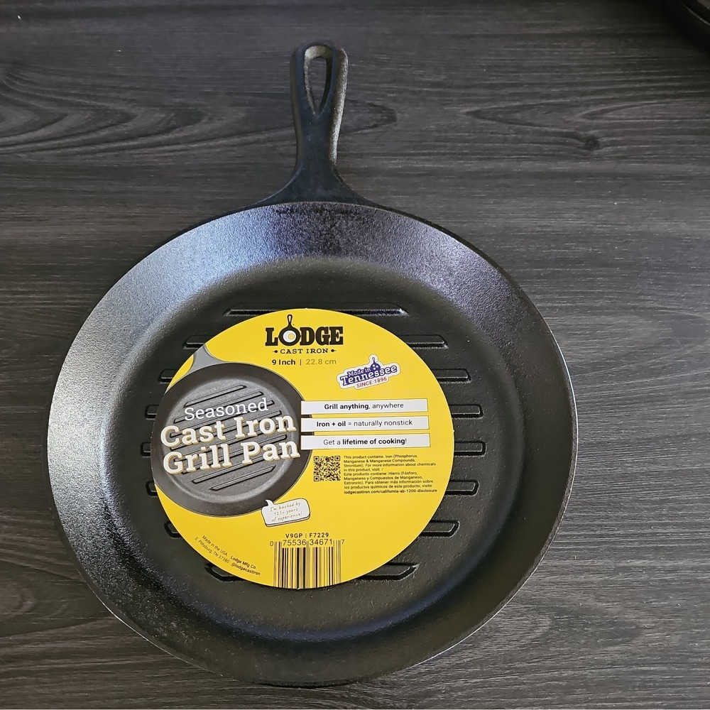 Lodge 9" Seasoned Cast Iron Grill Pan
